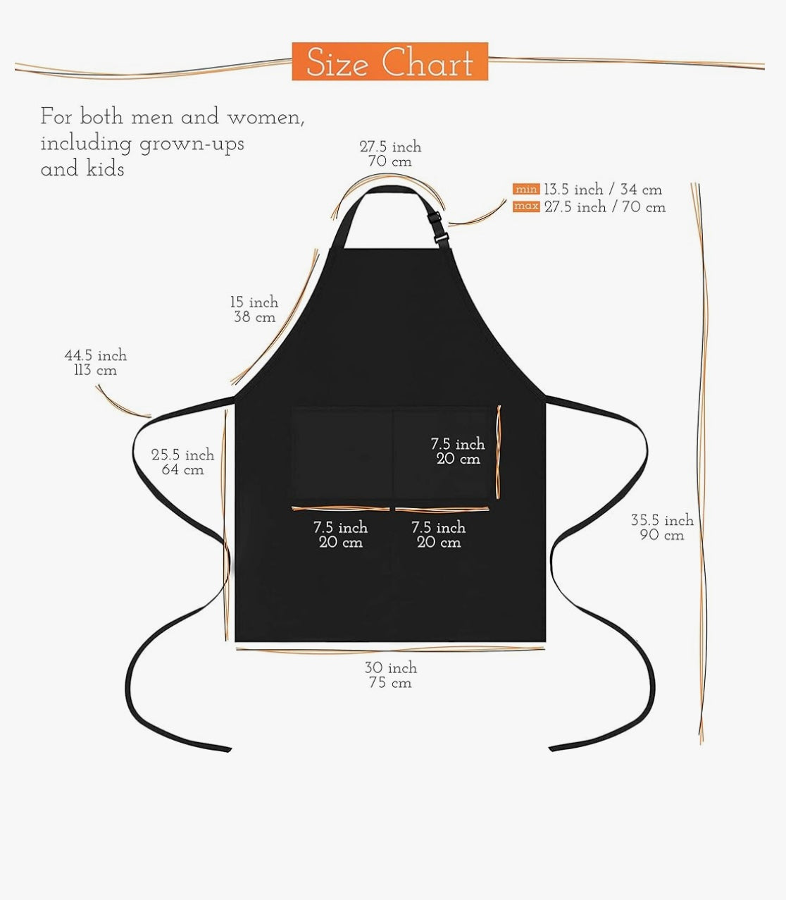 Customizable black apron